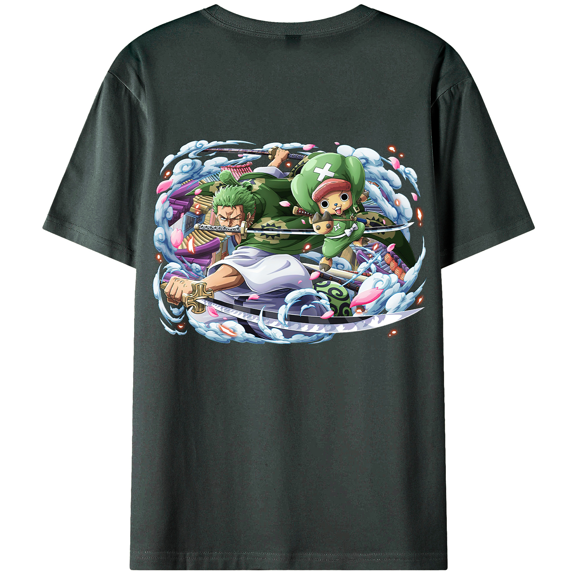ワンピース ロロノア・ゾロ ONE PIECE Roronoa Zoro 綿100％ メンズ半袖Tシャツ（バックプリント） 通気性